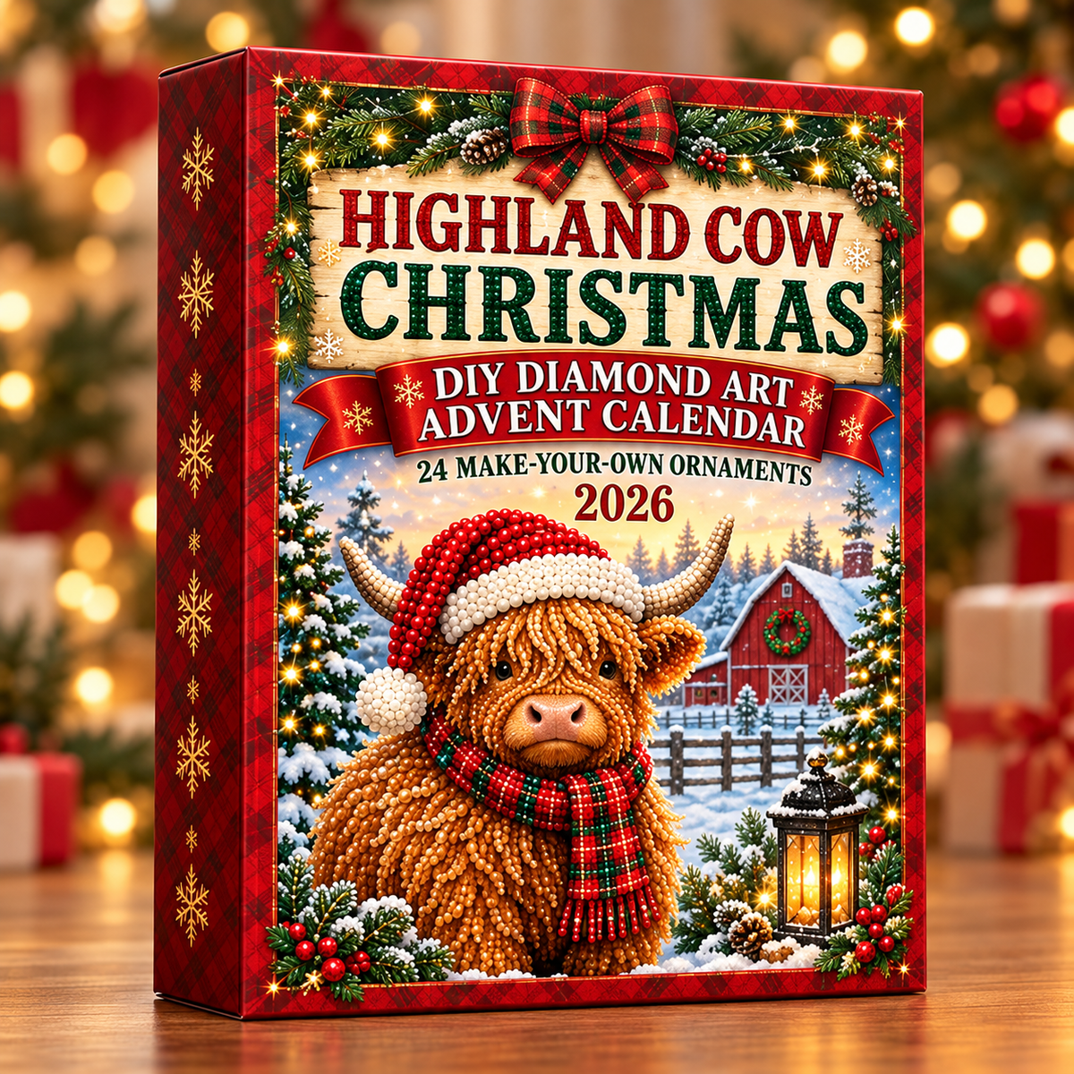 Highland Cow Christmas diamond art advent calendar, 24 make-your-own ornaments
