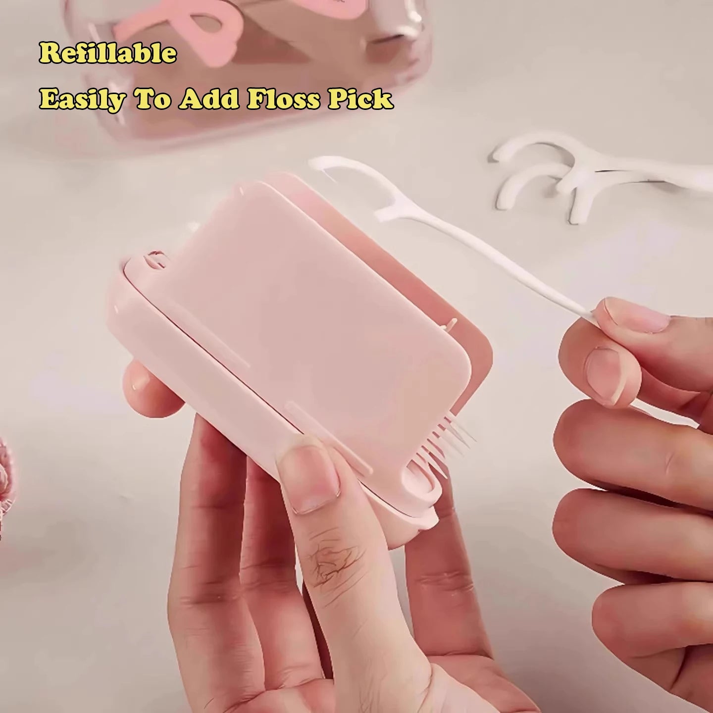 Dental Floss Storage Box Pop up Design Hilo Floss Dispenser Refillable Teeth Cleaning Toothpick with Teeth Sticks Portable
