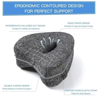 Memory Cotton Leg Pillow Hollow Heart Pregnancy Side Sleeper Sciatica Orthopedic Sciatica Back Hip Relief Pillow for Bed, Sofa