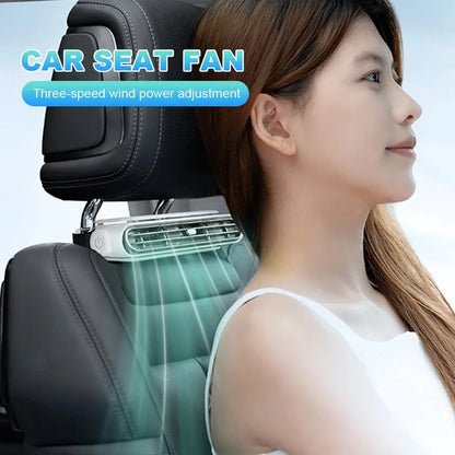 Car Seat Fan Front Rear Seat Headrest Cooling Air Fan Large 3000Mah Battery Refrigeration 3 Speed Independent Switch Car Interio