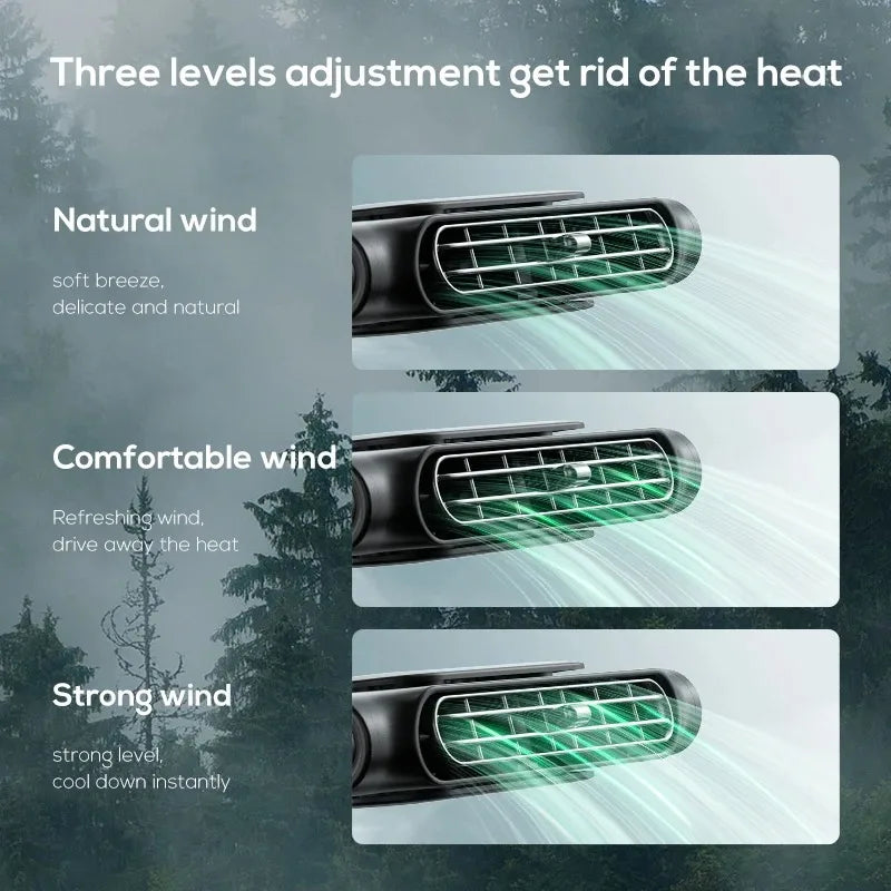 Car Seat Fan Front Rear Seat Headrest Cooling Air Fan Large 3000Mah Battery Refrigeration 3 Speed Independent Switch Car Interio