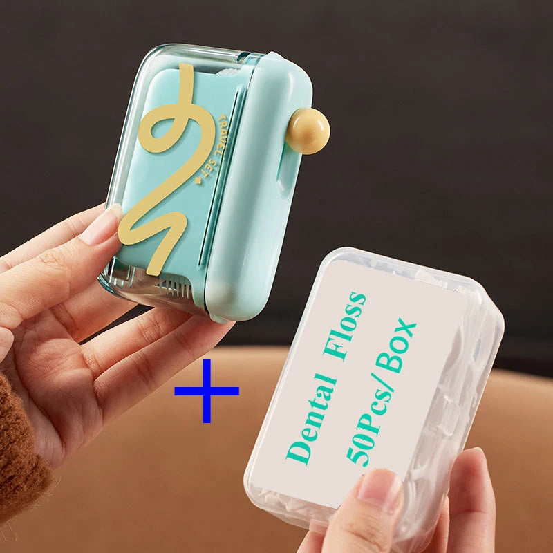 Dental Floss Storage Box Pop up Design Hilo Floss Dispenser Refillable Teeth Cleaning Toothpick with Teeth Sticks Portable