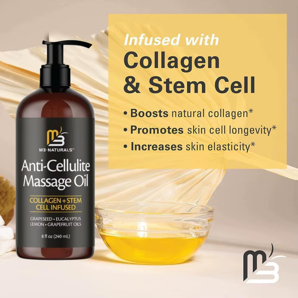240Ml Collagen & Stem Cell Anti-Cellulite Improves Skin Tender and Firm Massage Oil Skin Promotes Cell Longevity