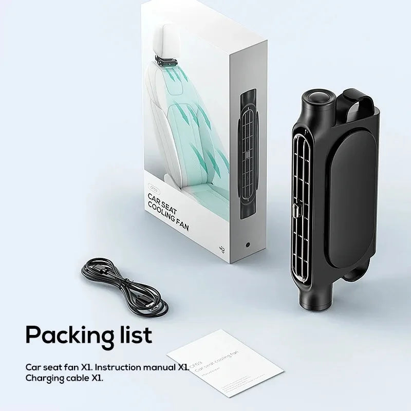 Car Seat Fan Front Rear Seat Headrest Cooling Air Fan Large 3000Mah Battery Refrigeration 3 Speed Independent Switch Car Interio