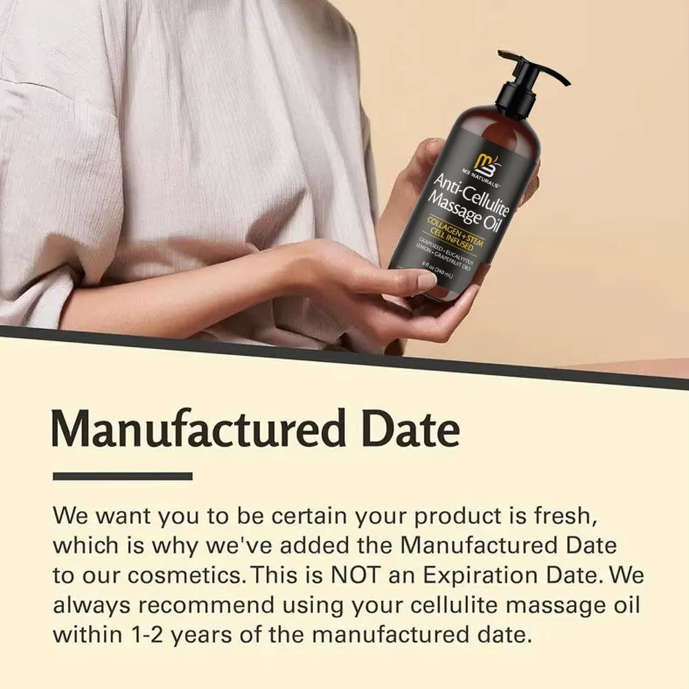 240Ml Collagen & Stem Cell Anti-Cellulite Improves Skin Tender and Firm Massage Oil Skin Promotes Cell Longevity